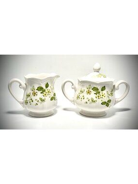 Vintage Sears Petite Flora Cream Sugar Set 70s Kitchen Decor Bowl w/ Lid MCM